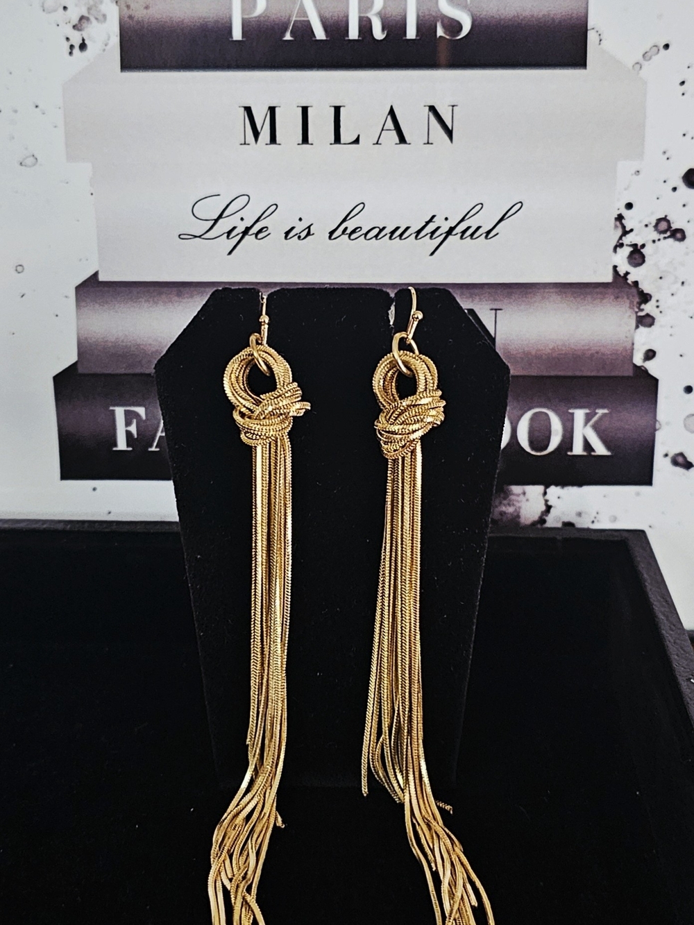 Gold Knot Tassel Drop Earrings